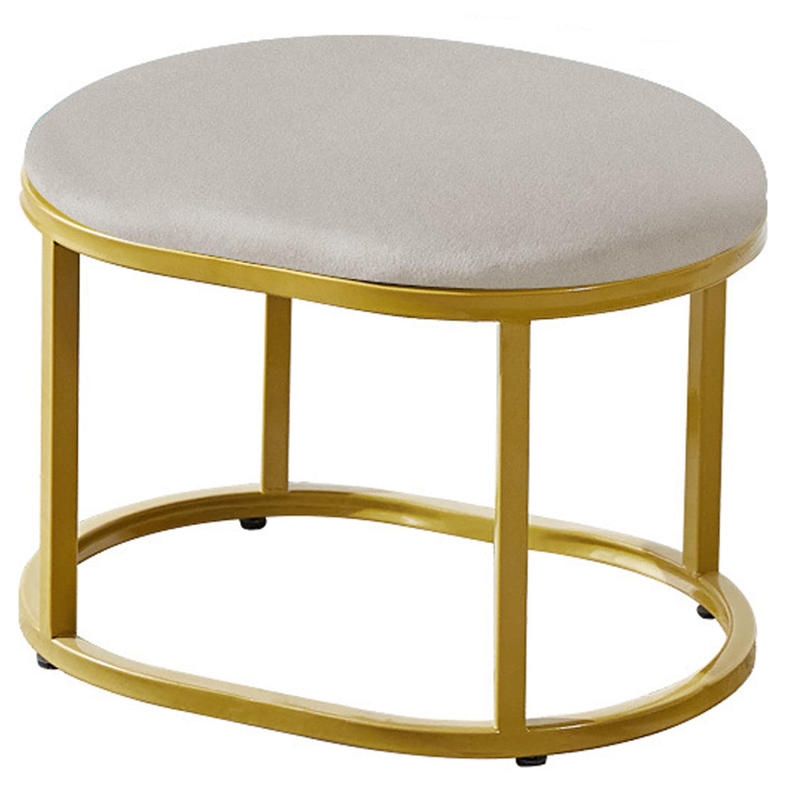 Banc ovale en flanelle gris aux finitions soignées pour salon