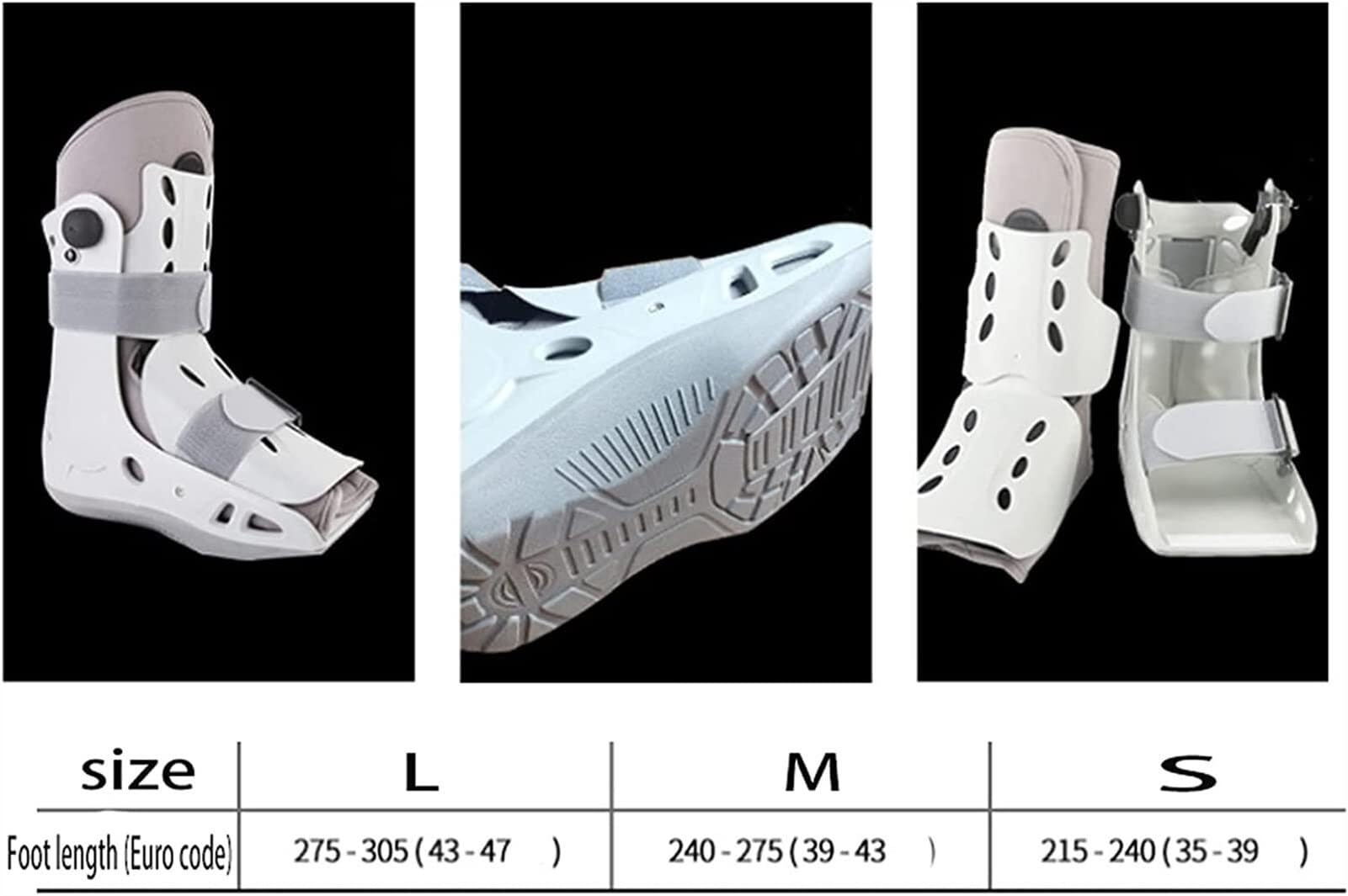 Botas for caminar for fracturas Ortesis transpirable Correa de soporte Férula plantar for lesiones de tobillo y pie Cirugía Esguince de tobillo Pies izquierdo y derecho Blanco(L)