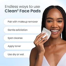 Clean Skin Club Clean Pads 2.0 [New & Improved Edges] Guaranteed Not to Shed & Tear, Unique Triple Layers, Textured Side & Ultra Soft Side, Organic Disposable Cotton, Pair with Makeup Remover 2 Pack
