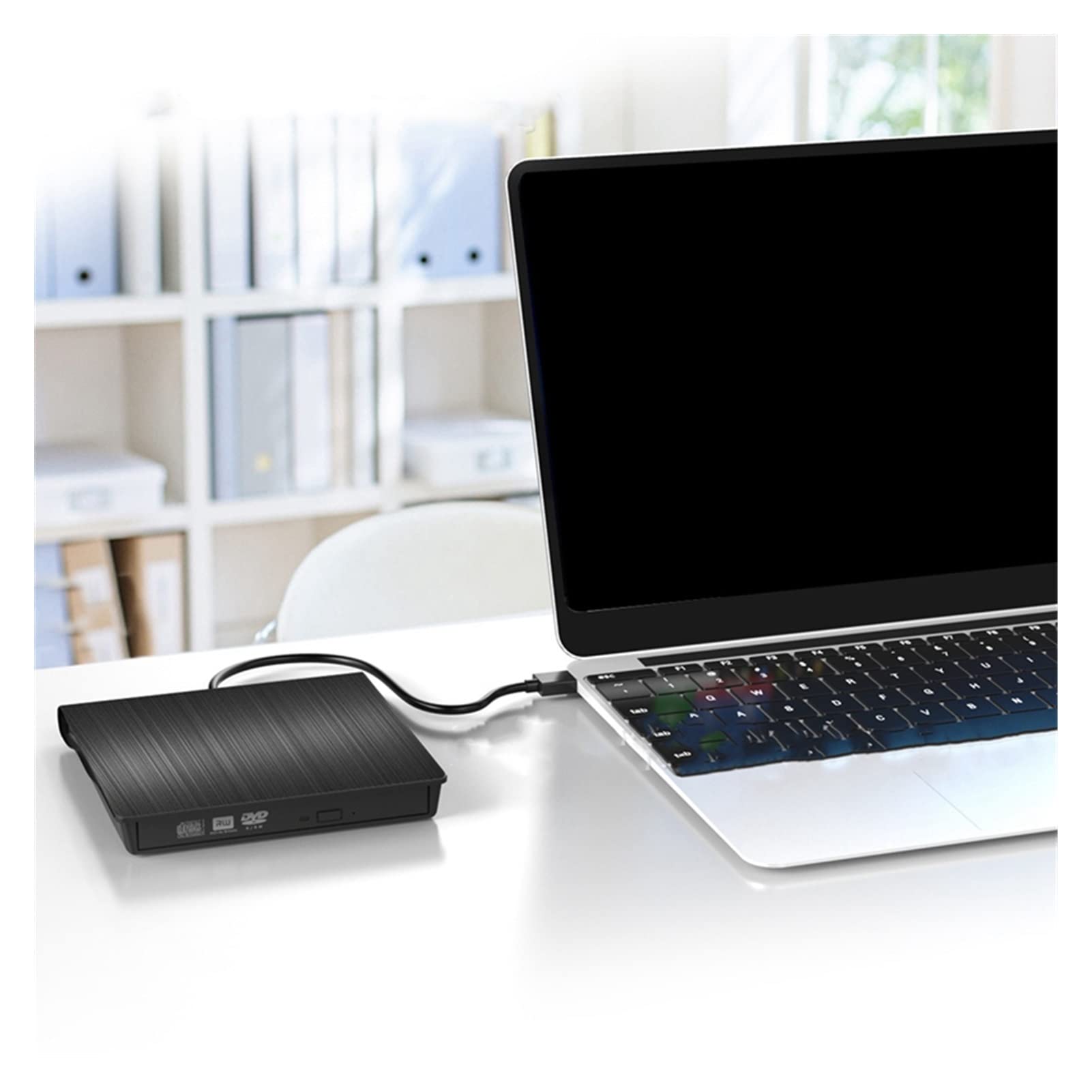 Zewnętrzny CD DVD. Napędzać przenośne USB 3.0 CD/DVD Gracz z konwerterem typu C Przenośny(Nero)