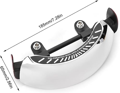 Miniatura 5 de Espejo retrovisor holográfico, espejo retrovisor de motocicleta cromado 180 ultra gran angular, montaje central universal, solo montaje en el