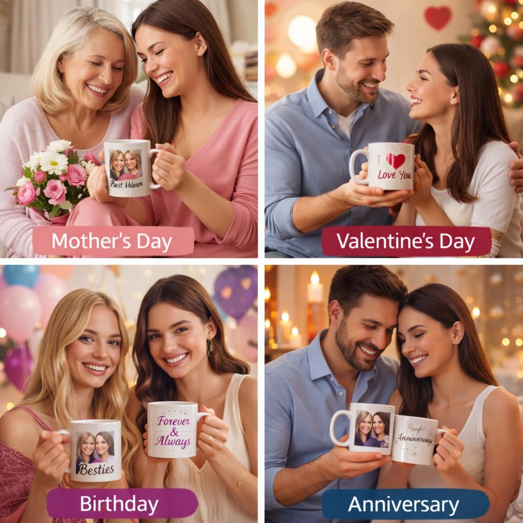 Custom Coffee Mug, Customizable Mug with Photo, Ceramic Coffee Cups for Friends, Everyday Use Gift Customized 11oz Tea Cup for Men & Women(Sky Blue) - Image 4