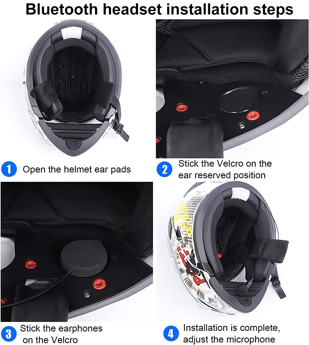 QSPORTPEAK Cuffia per Casco Moto Auricolari Cuffie Bluetooth Musica Stereo, E1+ Bluetooth 5.1 Navigatore e MP3, Raggio di 10m, Interfono Cuffia e Microfono Sportivo Sci Bicicletta Arrampicata