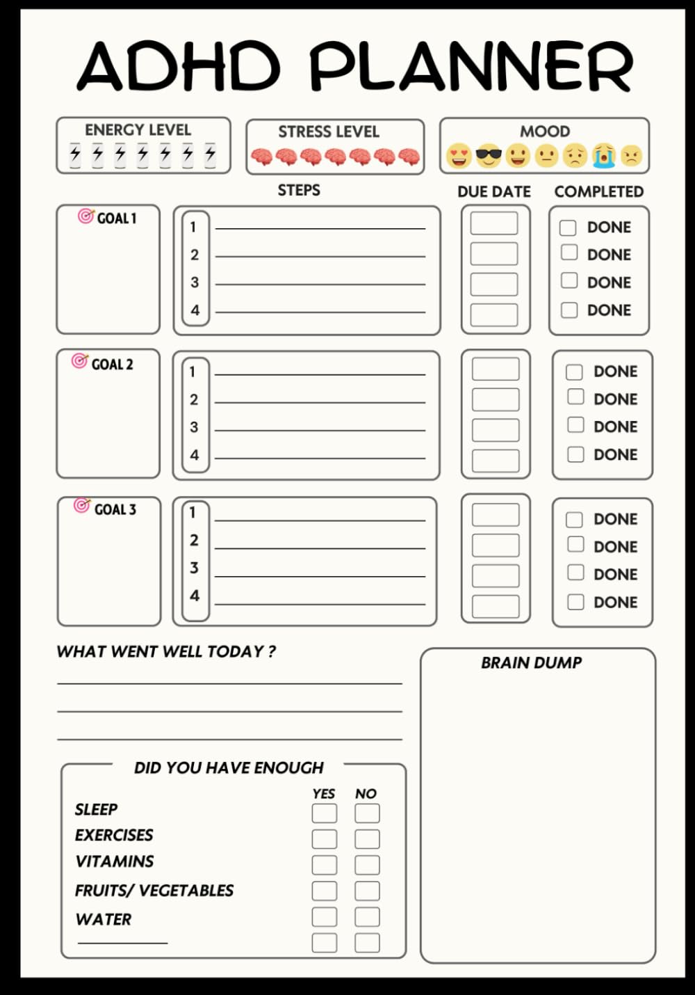ADHD Planner: Practical Tools for Organized Daily and Weekly Success For Adults, Teens, kids..- Unlock Your Productivity, Manage Time, Boost Focus,Stay Organized, and Conquer Your Goals
