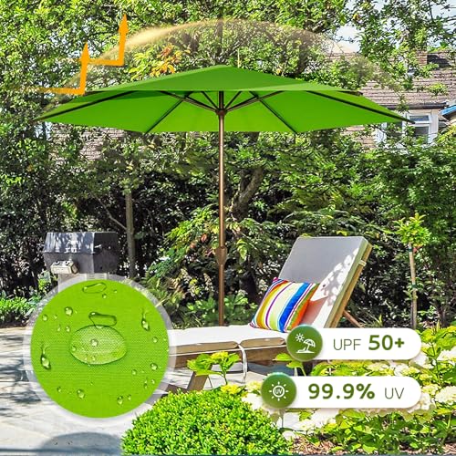Image of Abba Patio 7.5FT Outdoor Patio Umbrella Outdoor Table Umbrella with Crank Market Umbrella 6 Sturdy Ribs UV Protection Waterproof and Push Button Tilt for Garden Deck Backyard Pool,Apple Green