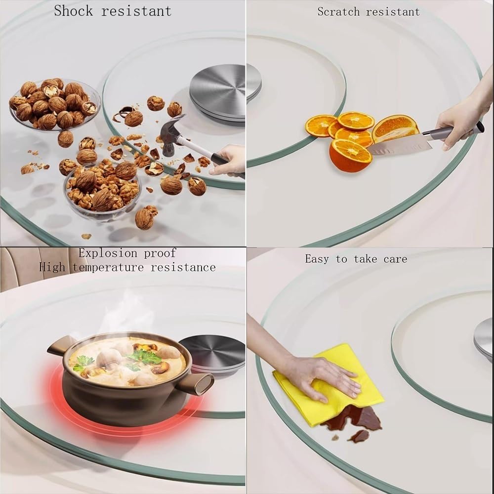 Plato Giratorio Grande De Vidrio Templado 7cm 80cm 100cm Redonda Mesa De Comedor Bandeja Giratoria Lazy Susan Bandeja De Servicio Transparente(28 inch(70cm))