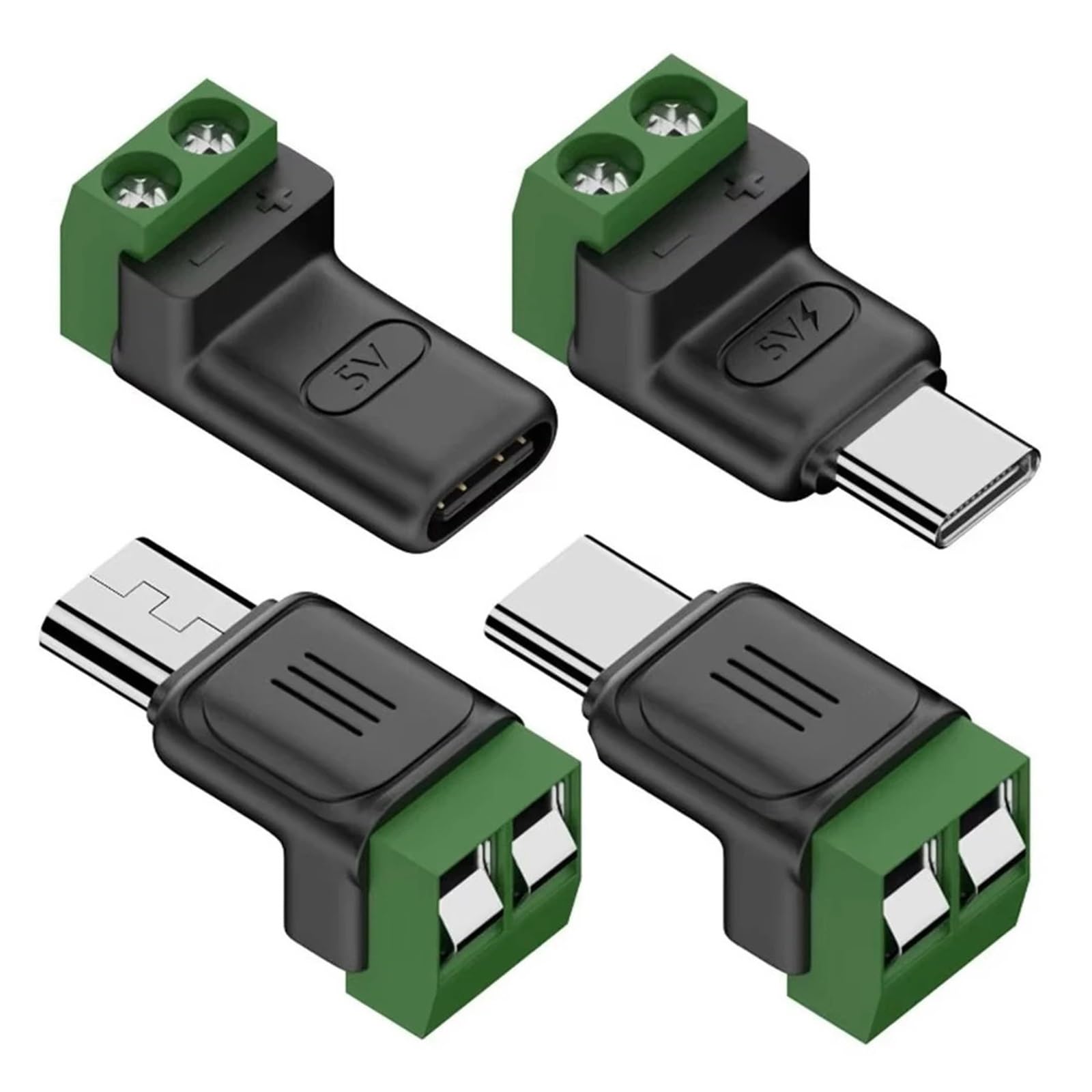 xuyuyan Female To 2 Pin Terminal Block Solderless Charging Connector 5V USB C(Micro-Male Charging)