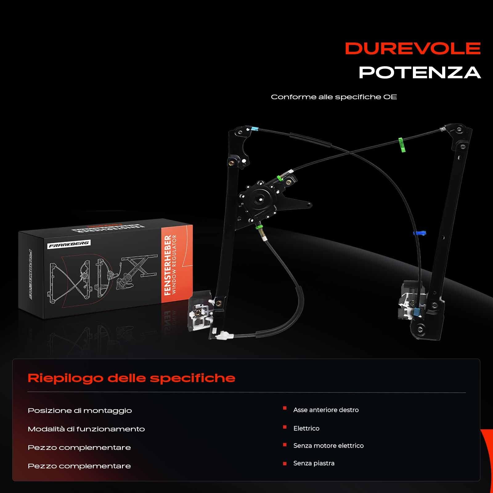Frankberg Regolatore alzacristalli anteriore destro 1H0837462A | Compatibile con: V.e.n.t.o 1H2, Golf III 1H1, Golf III Variante 1H5