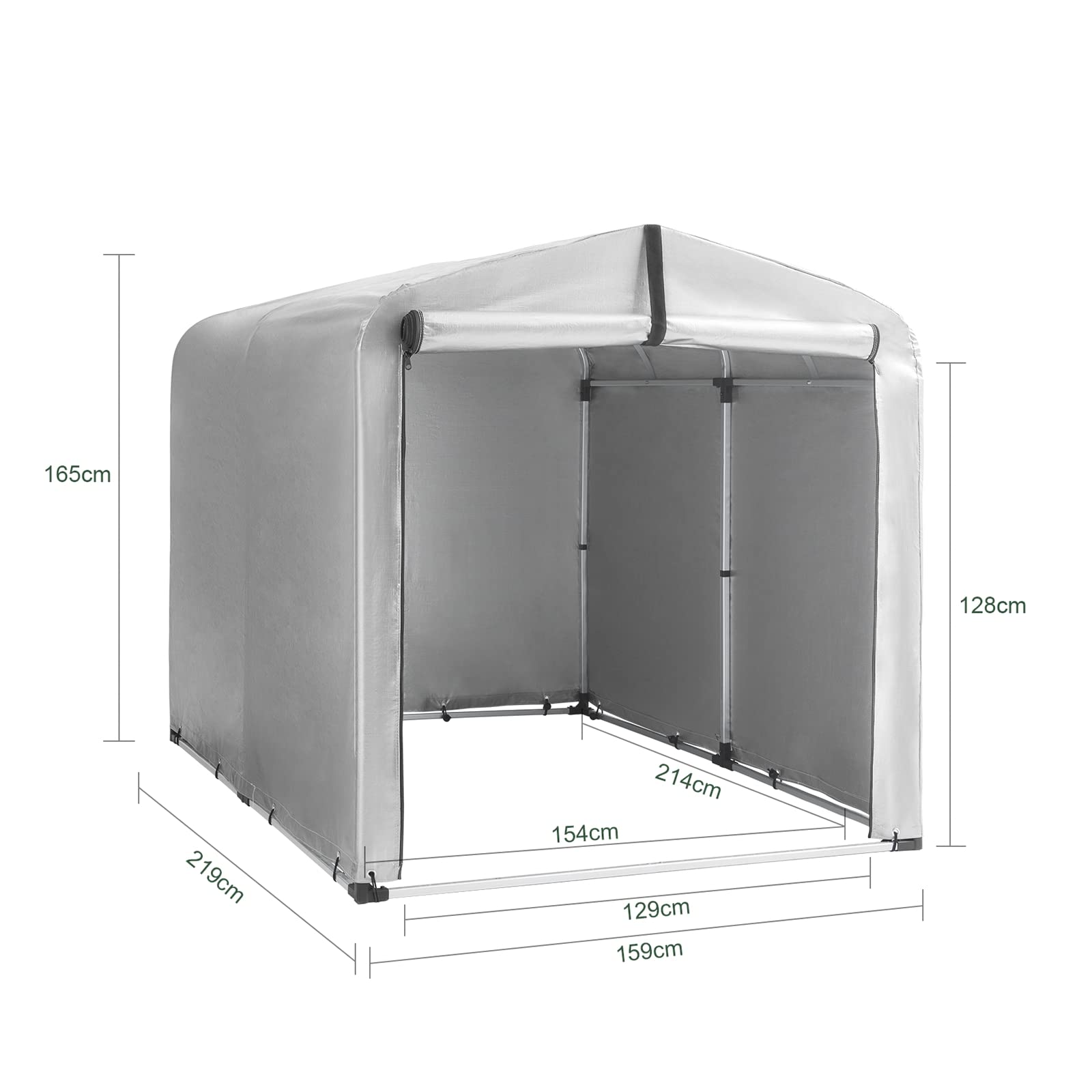 SoBuy Fahrradgarage wetterfest Geräteschuppen Fahrradgarage für 2-4 Fahrräder Carport Zelt mit UV-Schutz Fahrradschuppen für Regenschutz Terrasse Motorrad Garage Gartenhaus 159x165x219cm KLS11-L