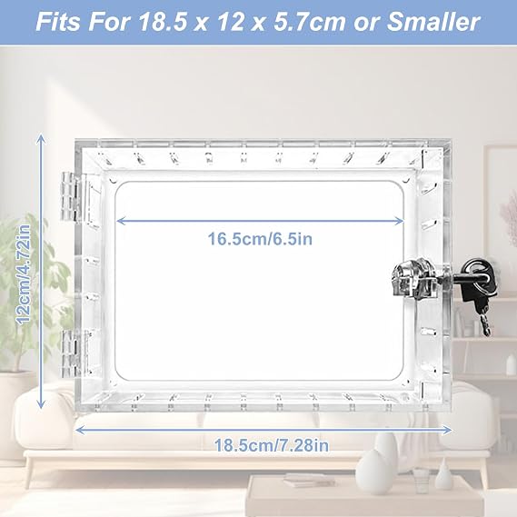 Qivine Thermostat Lock Box with Key, Universal AC Lock Box Cover with Key Thermostat Cover with Lock, Lockable Thermostat Lock Box with Key, Clear Lock Box for Thermostat on Wall