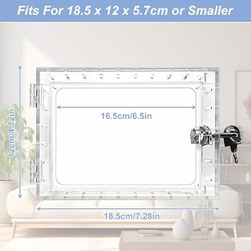Qivine Thermostat Lock Box with Key, Universal AC Lock Box Cover with Key Thermostat Cover with Lock, Lockable Thermostat Lock Box with Key, Clear Lock Box for Thermostat on Wall