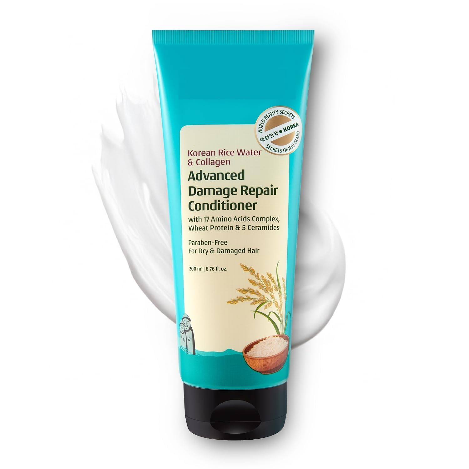 Korean Rice Water & Collagen Advanced Damage Repair Conditioner - 200ml | With 17 Amino Acids, Wheat Protein & Ceramides | Paraben-Free | Deep Nourishment & Shine I For Women & Men (Pack Of 2)-image-3