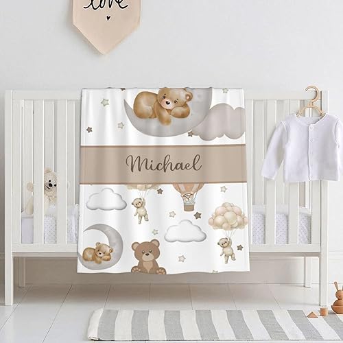 Miniatura 3 de WAJL POD Mantas de bebé personalizadas para niñas y niños, mantas de bebé personalizadas con nombre arcoíris para niños, regalos personalizados para