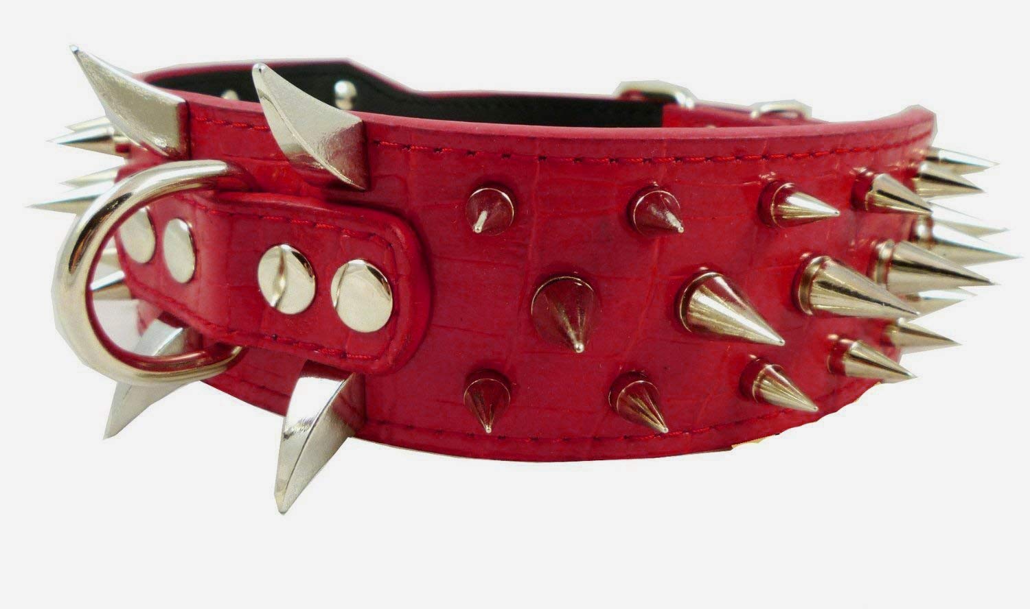 Izefia Dog Collar Sharp Spiked Studded Luxurious Padded Leather Collars for Medium Large Dogs - Image 3