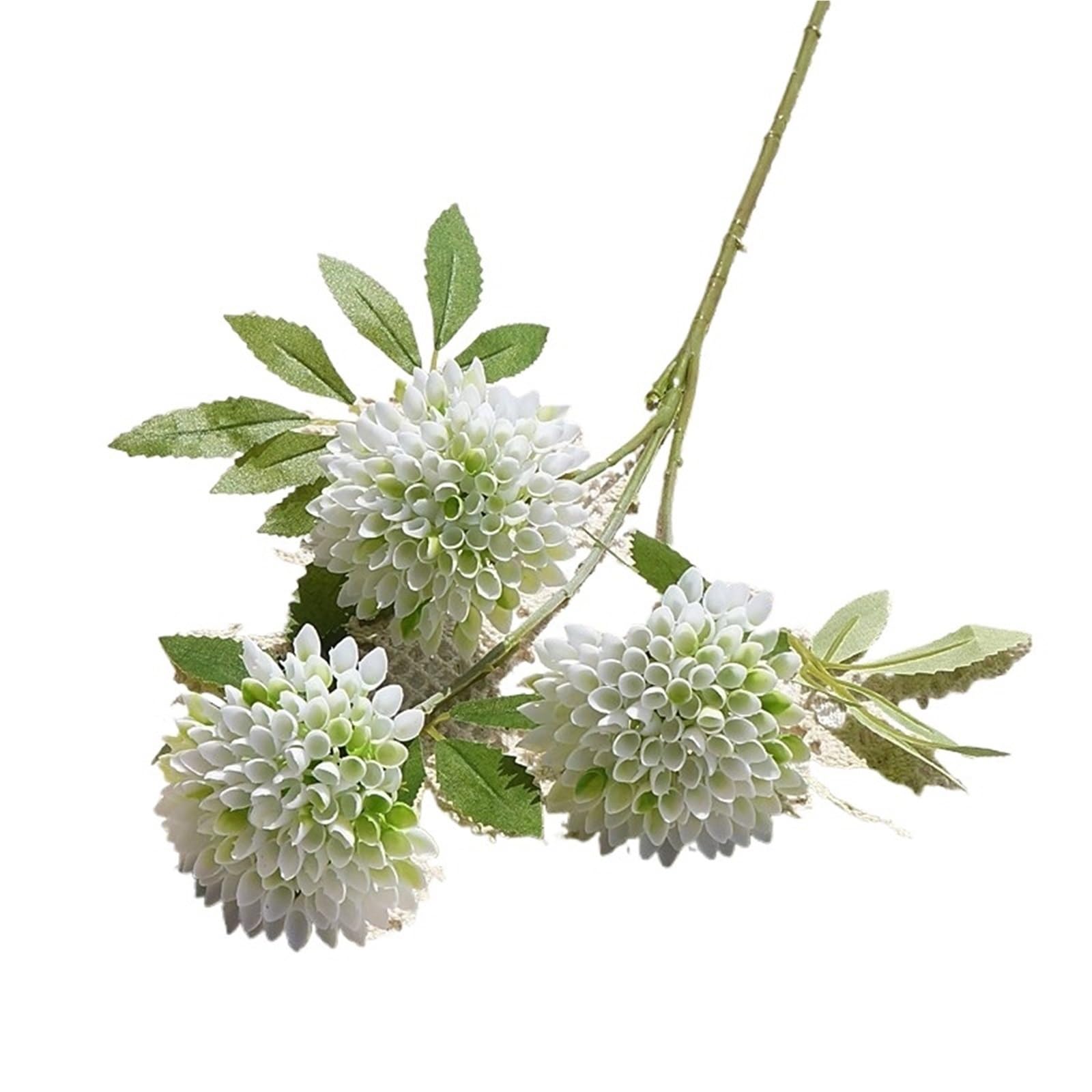 LXLAEOANG Artificial Flower Branches 3 Heads Artificial Flower Branch Home Decor Fake Plants Leaves Decoration(White)