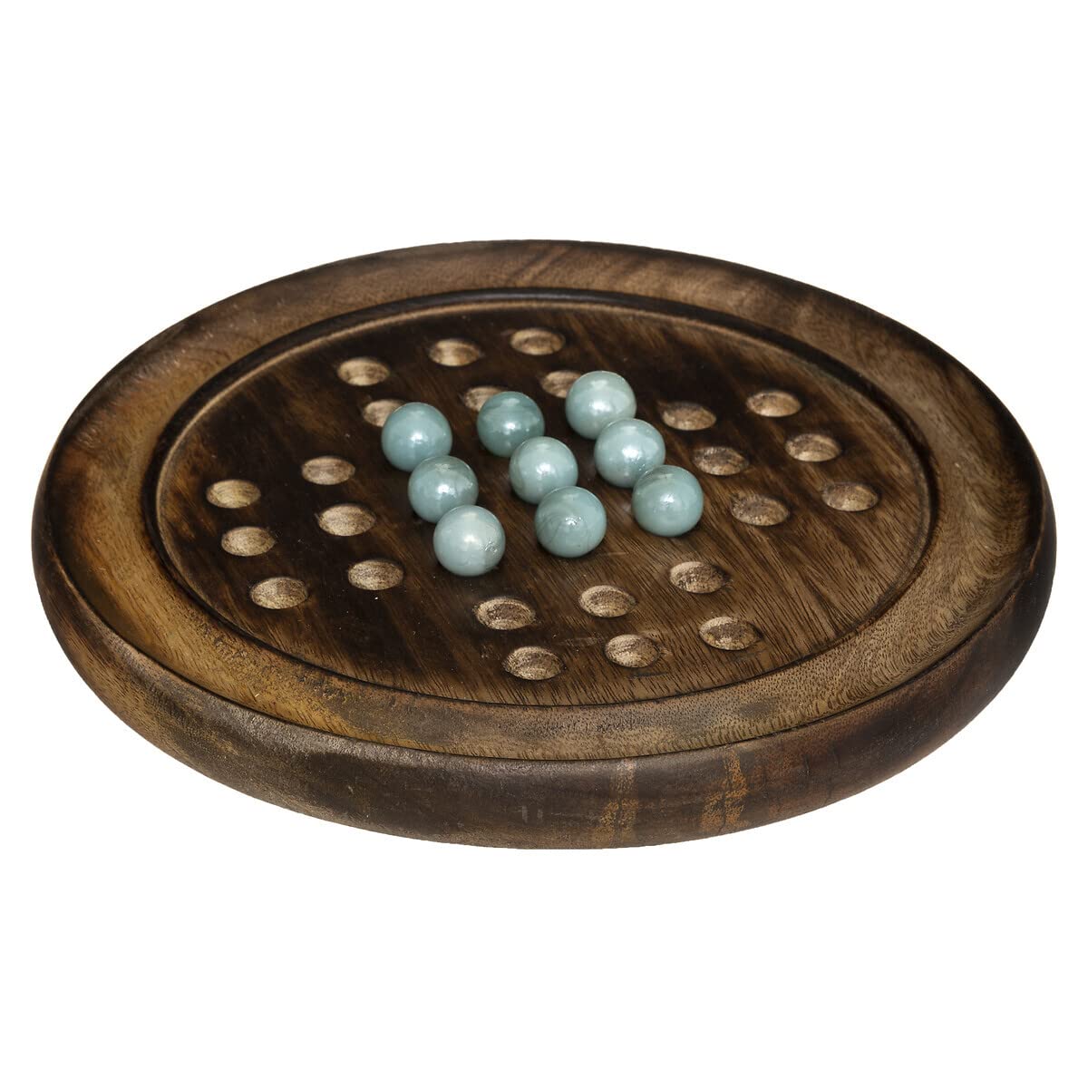PEGANE Solitaire en Bois de manguier Coloris Marron et Verre - Diamètre 22,5 x Hauteur 2 cm