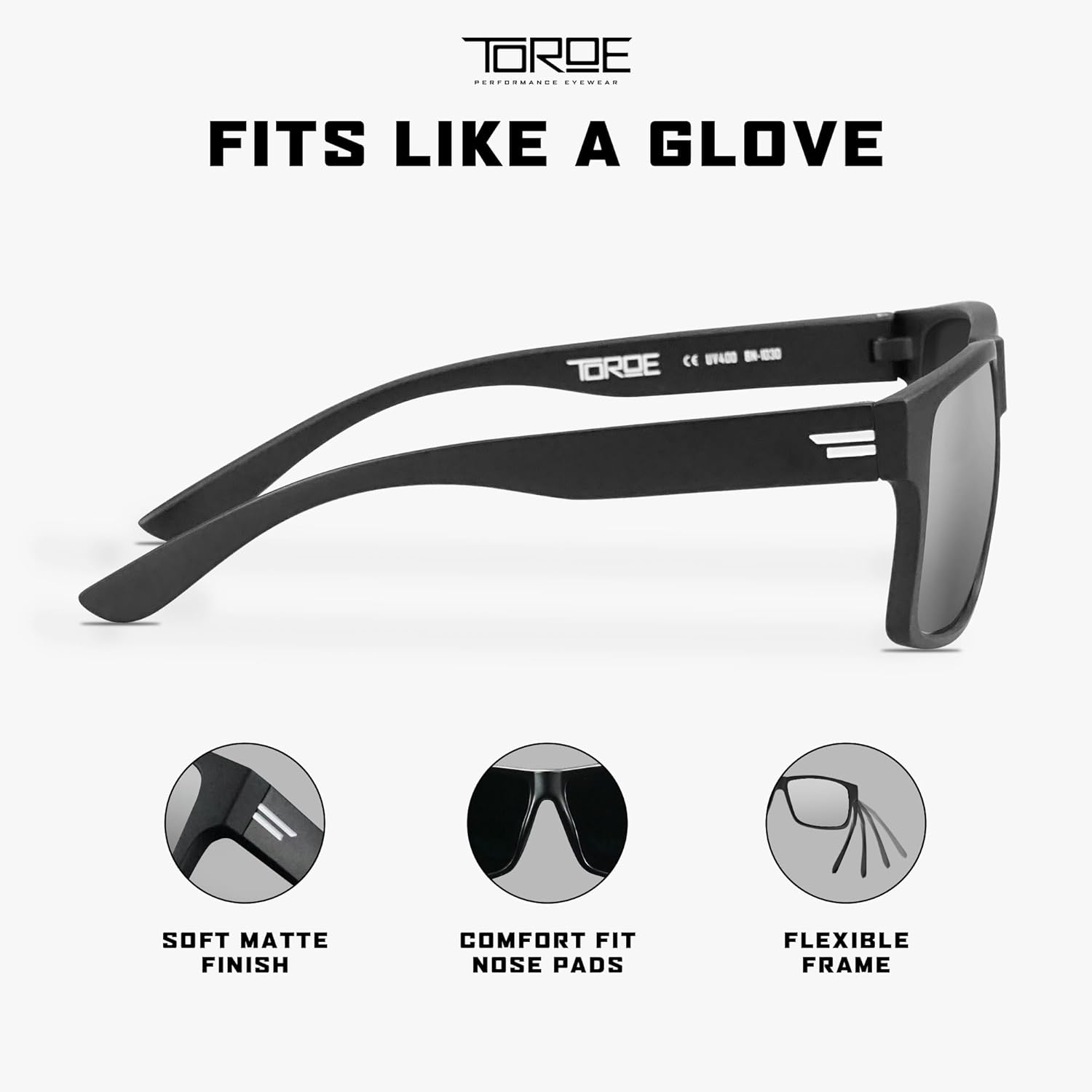 TOROE Classic RANGE TR90 Frame Polarized Unbreakable Sunglasses with Hydrophobic Coated Polycarbonate AR Lenses - Image 5