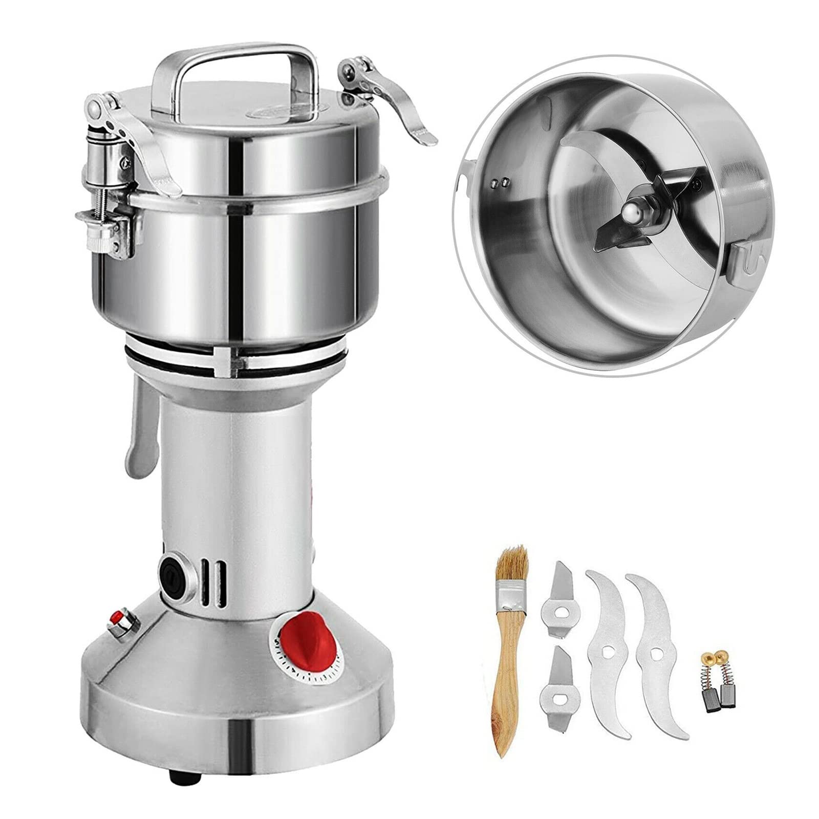 1000g Electric Cereal Grain Mill 2800W 25000r/Min Linseed Grinder Nutmeg Stainless Steel Nut Grinder Grind Herbs Medicinal Plants Spices Cereals and Beans 1000g(Capacity 350g)