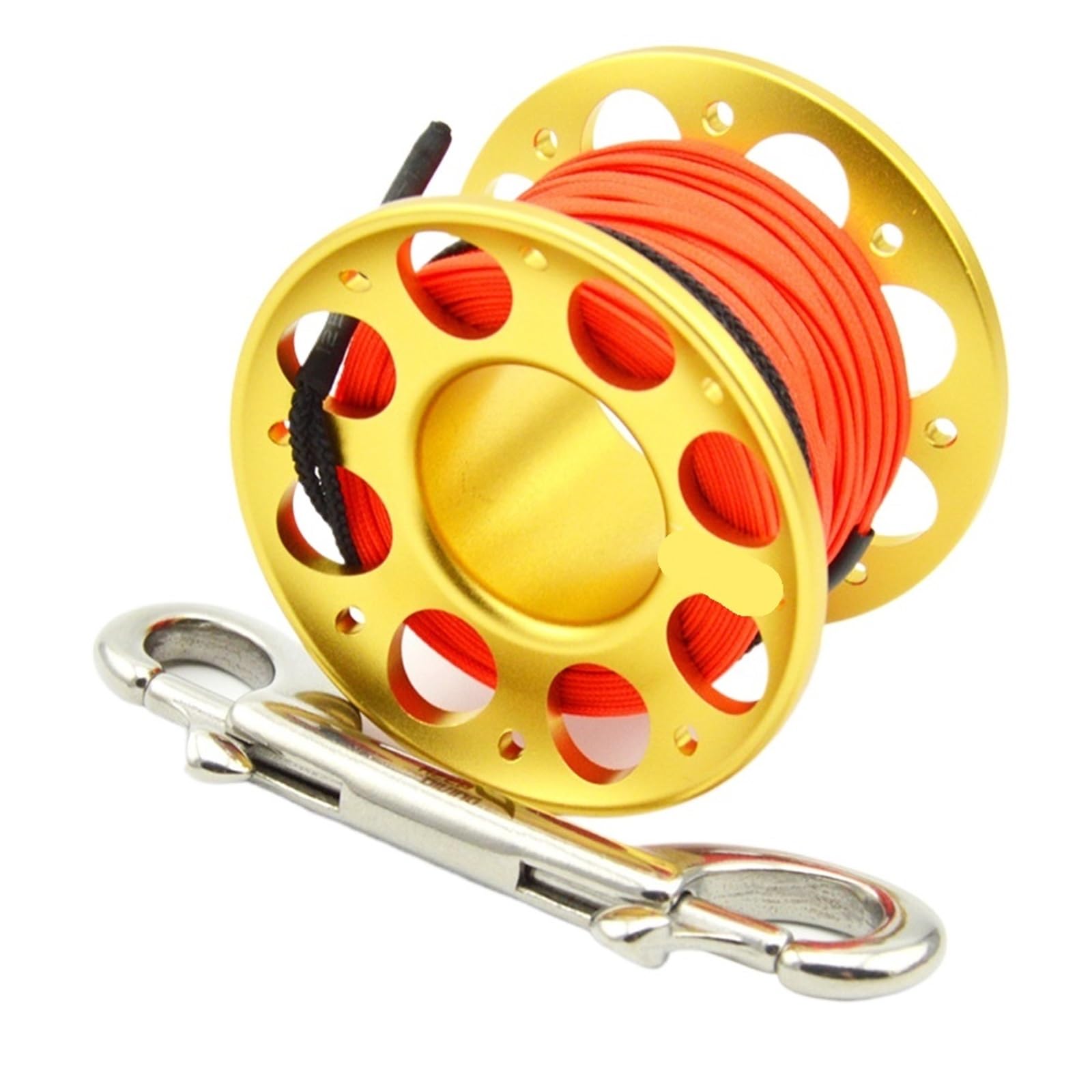 Dive Finger Reel, Scuba Diving Finger Spool 15m 30m Multicolor Aluminum Bolt Snap Hook(15m Gold)