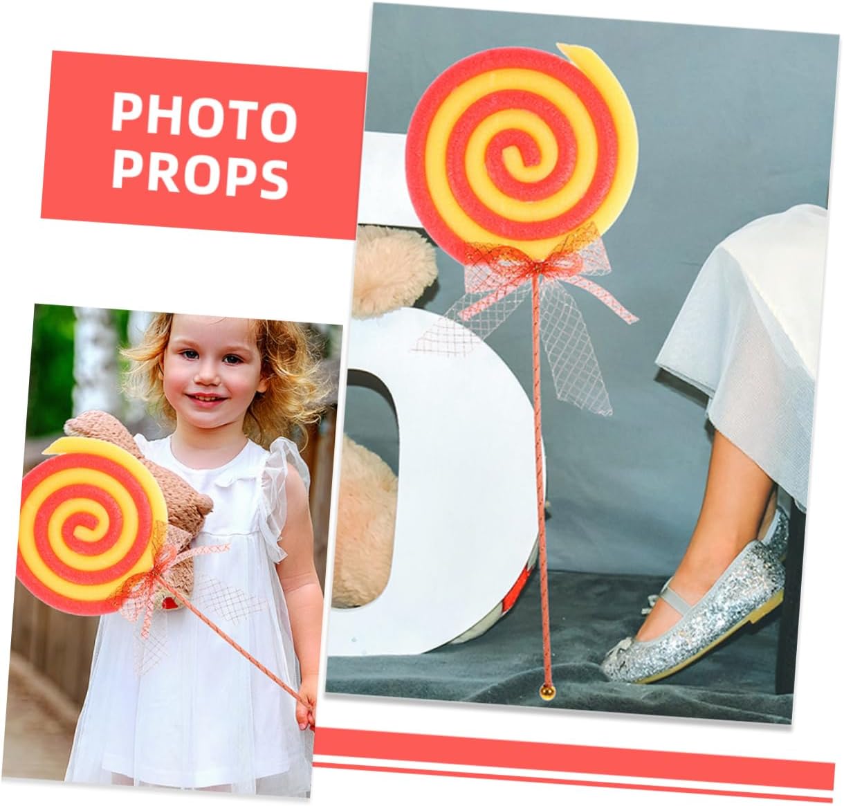 4pcs Realistic Fake Lollipop Props Cute Candy Decorations for Party Wedding and Photography Adorable Scene Props for Homes and Stores Vibrant Watermelon Red Design