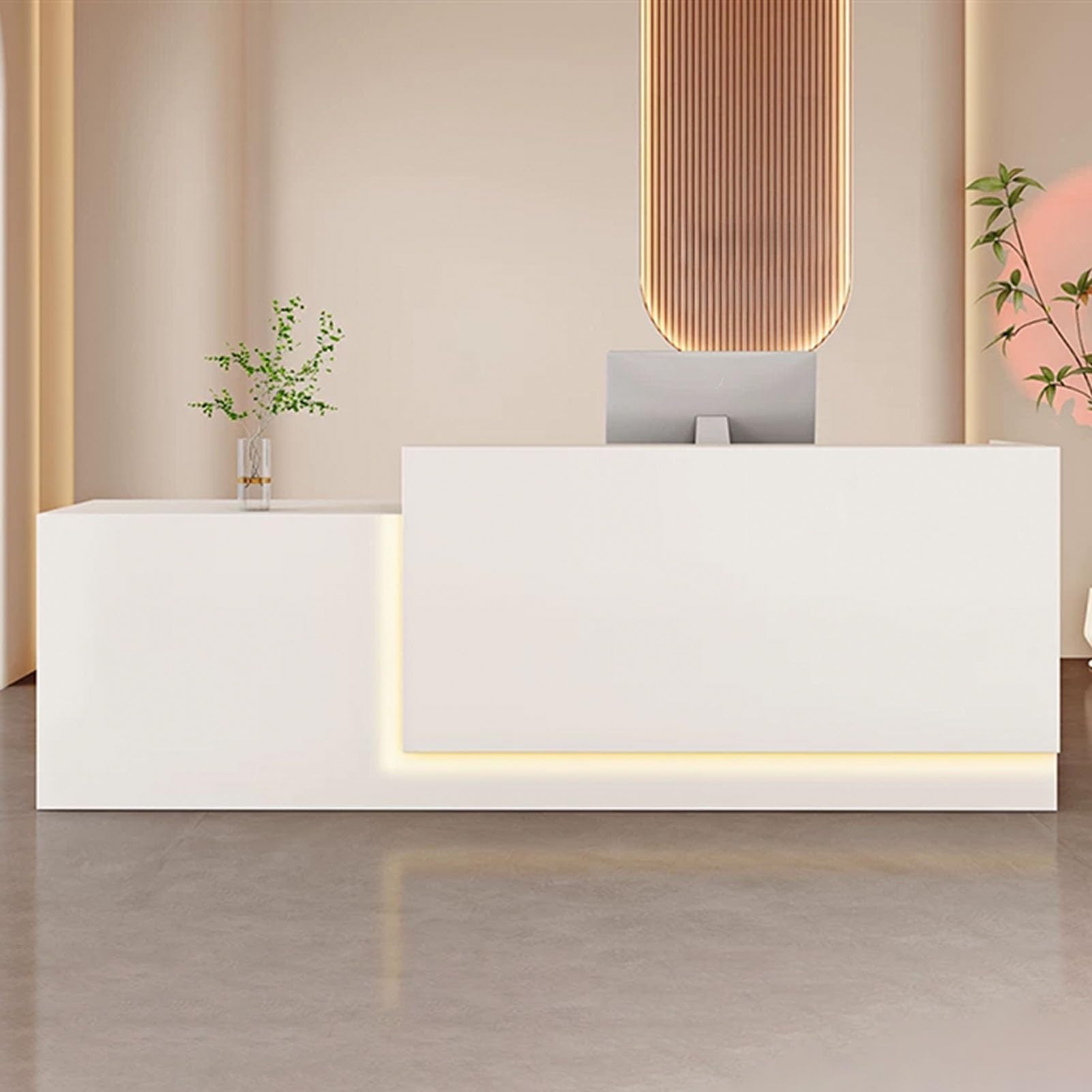 Scrivania per reception, con luce LED, con cassetto, con serratura, design moderno, per reception, postazioni di lavoro e postazioni di servizio clienti.