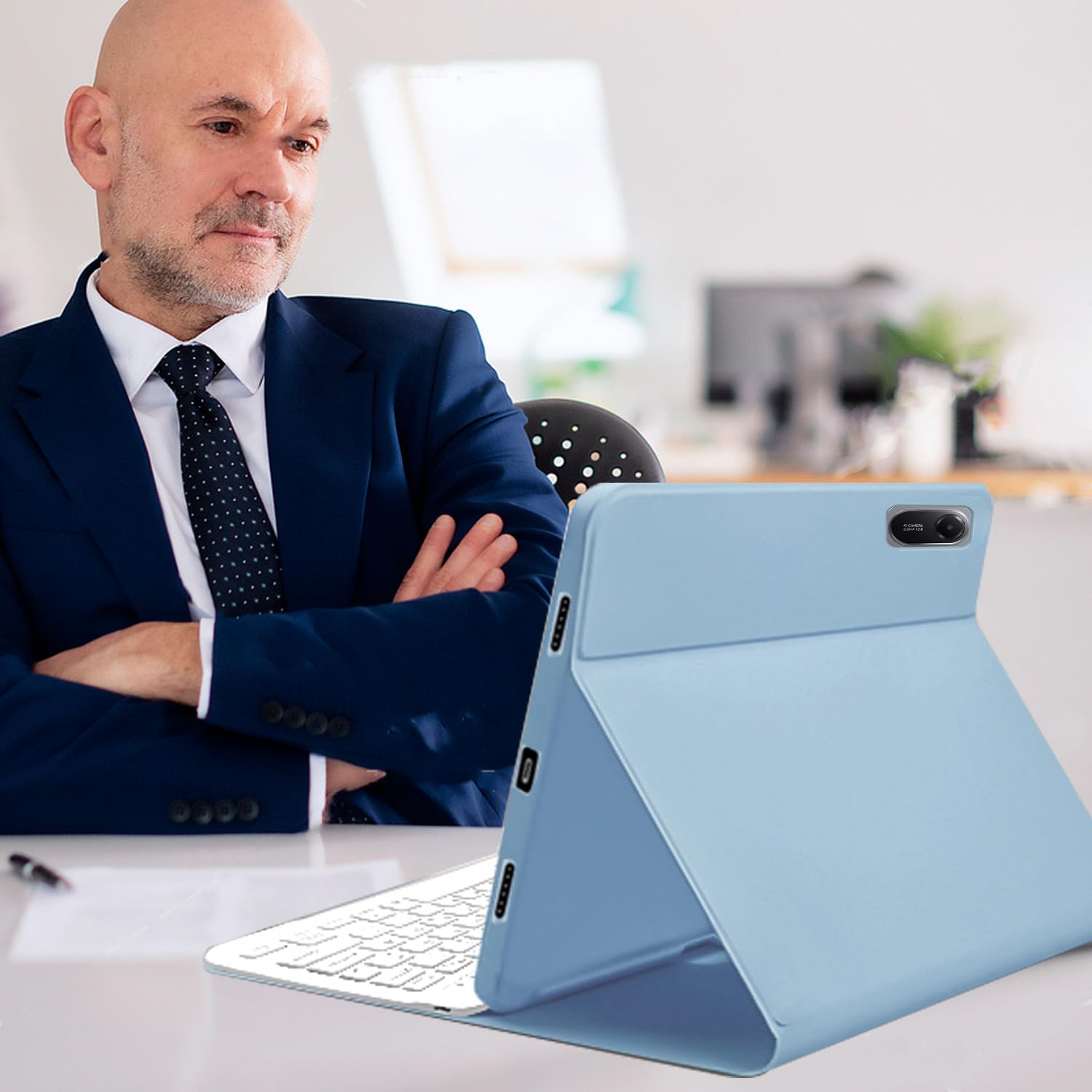 XUWUKU Funda Teclado para Xiaomi Redmi Pad 2/ Redmi Pad SE 11 Pulgadas, QWERTY Español Ñ, Funda con Teclado Bluetooth Magnético Desmontable para Xiaomi Redmi Pad 2 11 Pulgadas 2025, Azul