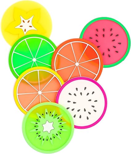 DomeStar Fruit Coaster, 7PCS 3.5" Non Slip Car Coaster Heat