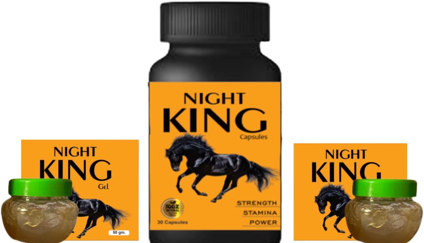 NIGHT KING Combo of Multivitamin Capsule and Massage Gel (Pack of 1 Capsule and Pack of 2 Gel) - 130 gm + 100gm