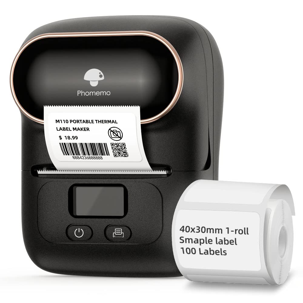 Phomemo M110 Label Printer, Barcode Printer for Retail & Inventory, Thermal Label Printer for QR Cod
