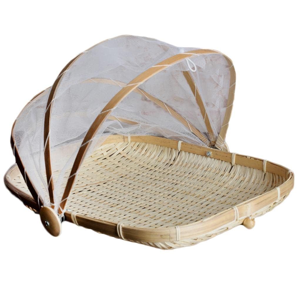 Bamboo Tent Basket Serving Food Outdoor Picnic Pop Up Mesh Net Cover S Rectangle Racks & Holders Kitchen Storage & Organization-image-24