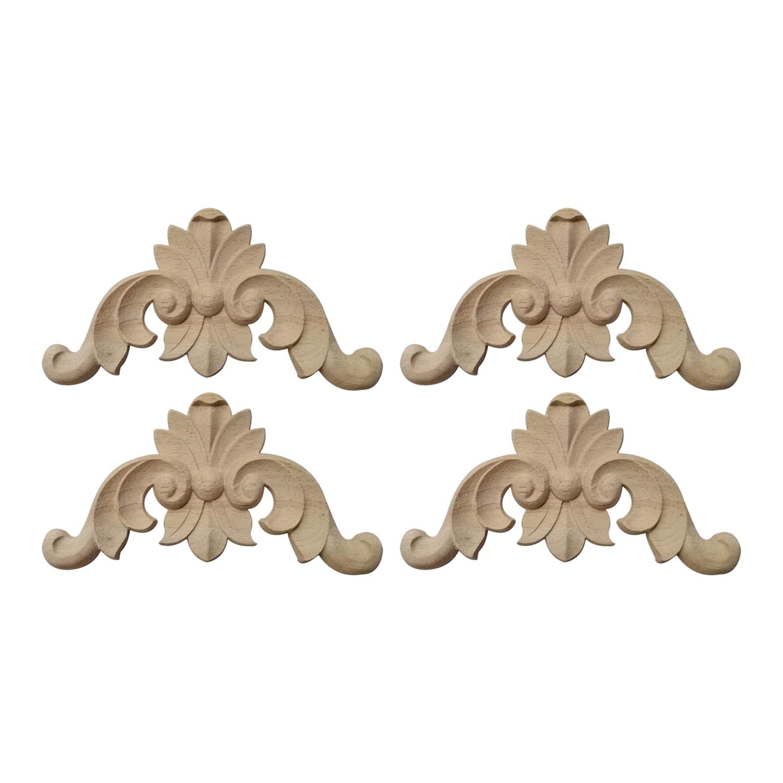 4X Wood Appliques and Onlays Carving Decal Corner Decals for Mirror Wardrobe 10Cmx10Cmx0.8Cm Crafts | Multi-Purpose Craft Supplies | Crafting Pieces | Wooden Pieces-image-39