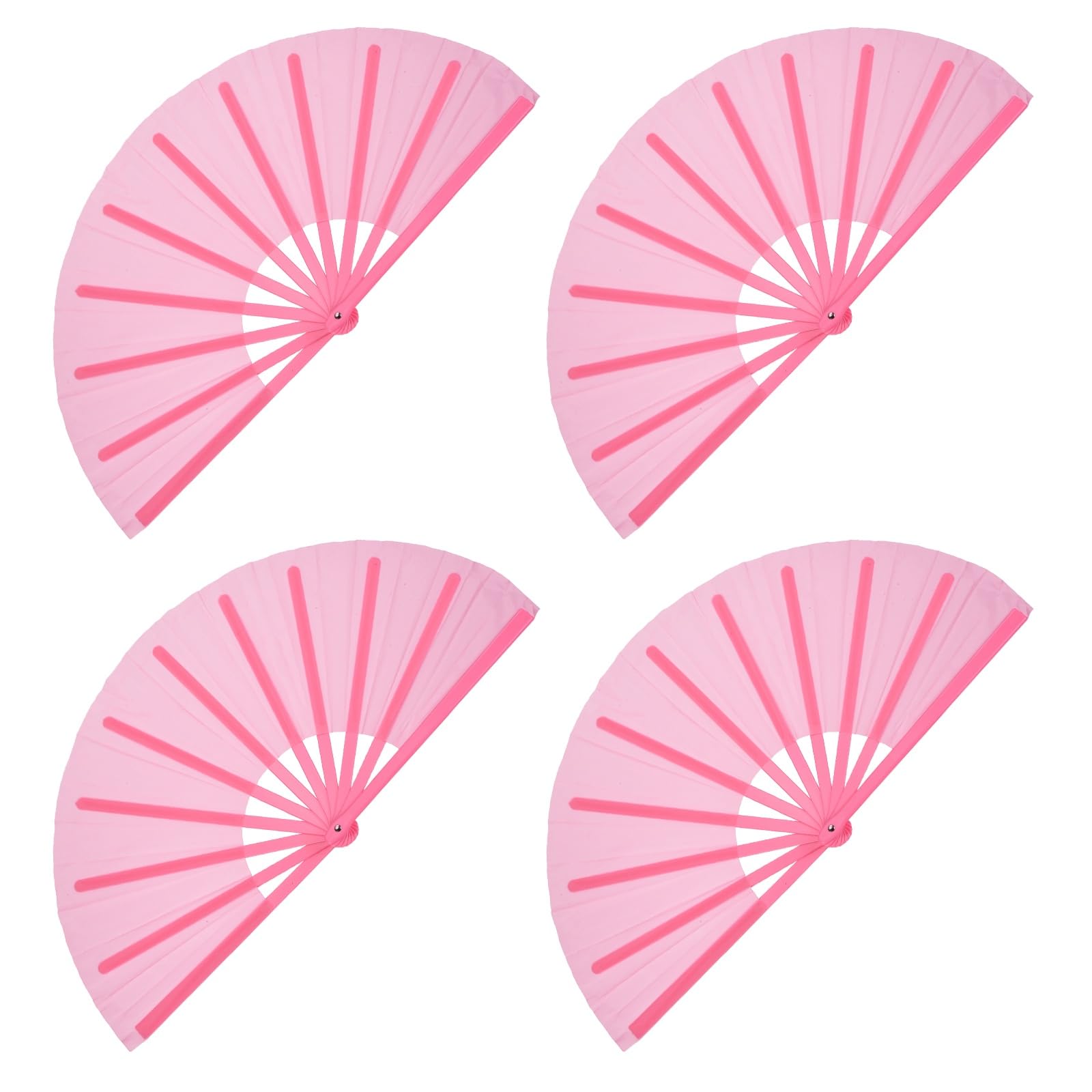 sourcing map 4Pcs Large Folding Hand Rave Fan, Decorative Handheld Folding Hand Clacking Fan for Line Dancing Festival Party Performance Decoration, Pink — image 1