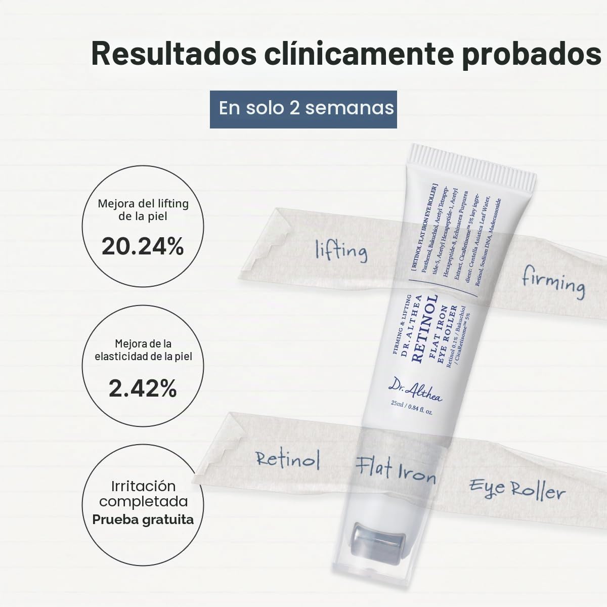 Dr.Althea Retinol Flat Iron Eye Roller - 25 ml | Firming & Lifting | Retinol 0.1% / Bakuchiol