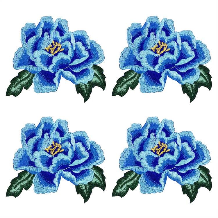 Pfingstrosen-Flicken Set – 4 Stück, Je 14x10,5 Cm, Zum Aufbügeln Oder Aufnähen, Für Jacken, Rucksäcke & DIY-Projekte
