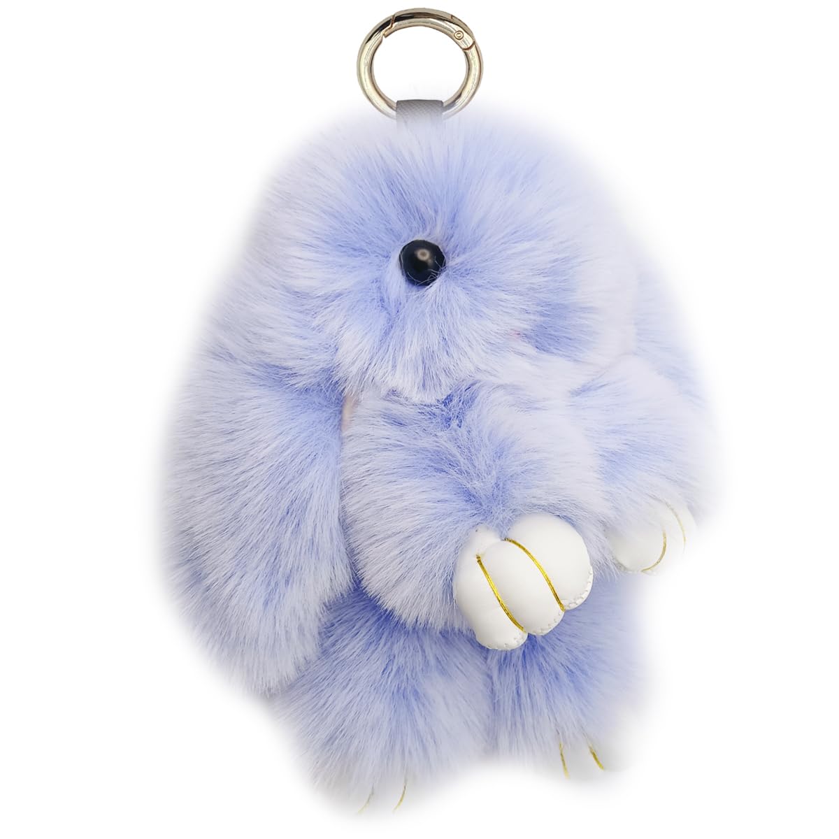 Bunny Keychain Soft Fluffy Rabbit Keychain 7in Handmade Cute Colorful Rabbit Fur Pom Pom Key Rings for Women