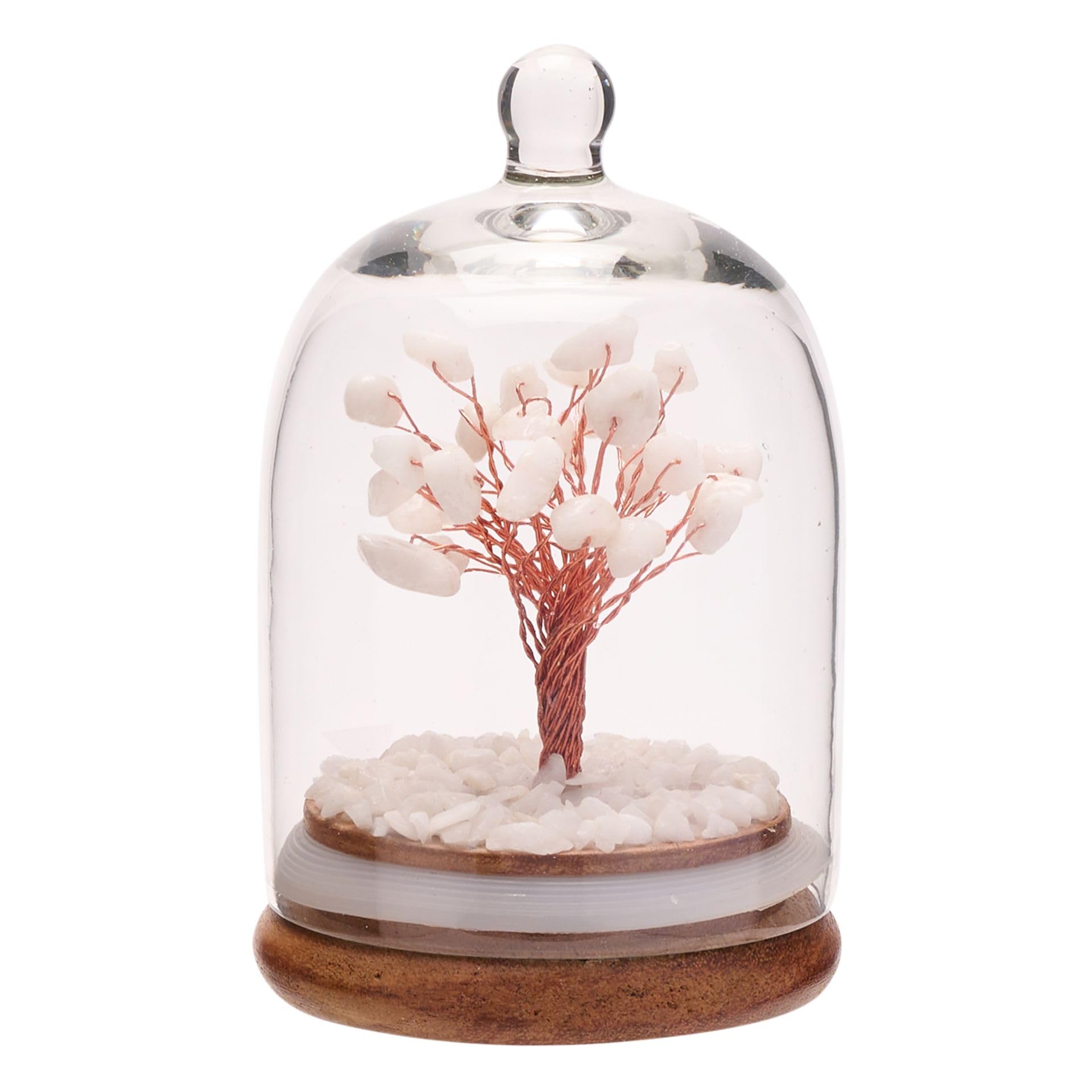 Widdop And Co White, Copper Widdop & Co. Gemstone Tree Of Life Bell Jar - White Jade Gemstone Crystal Tree - Serenity By Sophia - Wellness Crystal Healing Gift Idea