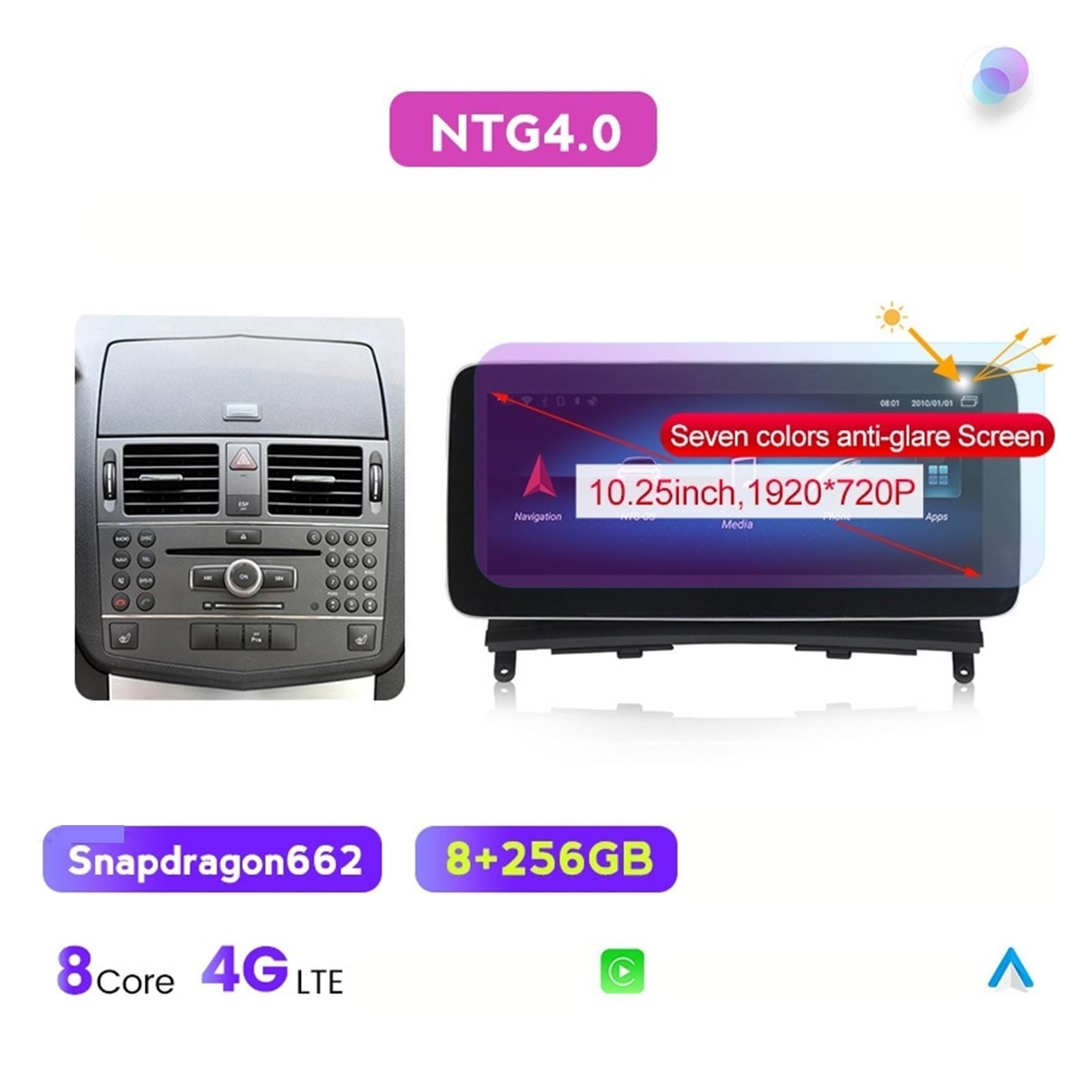Lettore Multimediale Di Navigazione GPS For Autoradio Chiaro E Responsive(10.25 8 256G NTG4.0)