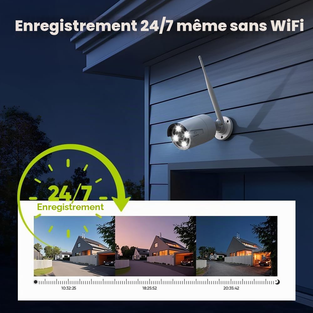 SANNCE 8CH 5MP NVR Kit de Surveillance sans Fil avec Disque Dur de 1 to, 8X 3MP Caméra de Vidéo Surveillance, Etanche IP66 pour l’Extérieur et l’Intérieur, Accès à Distance, Alarme Mouvement