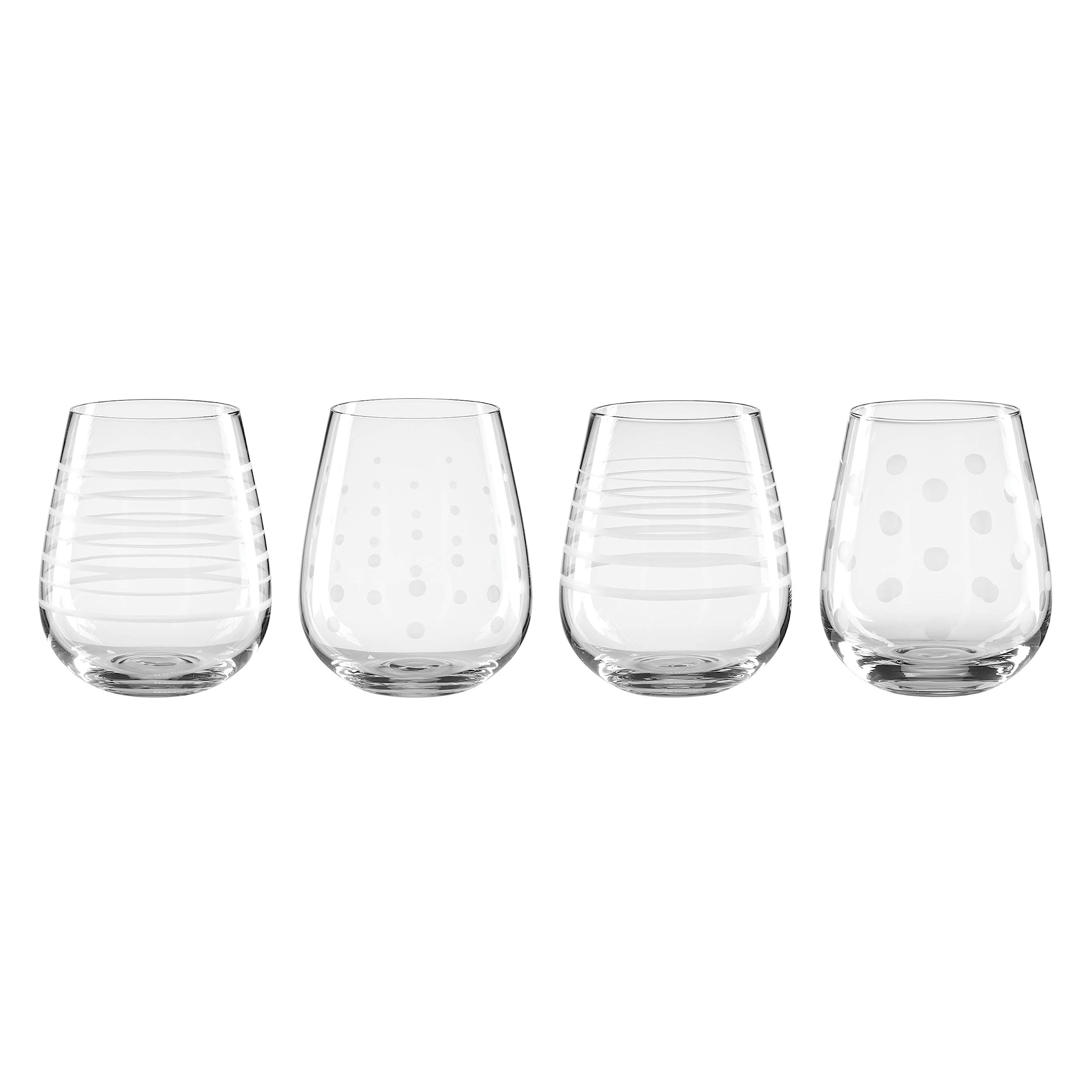 Elegant 18 Oz Stemless Wine Glasses Set, Hammered Gold And Platinum