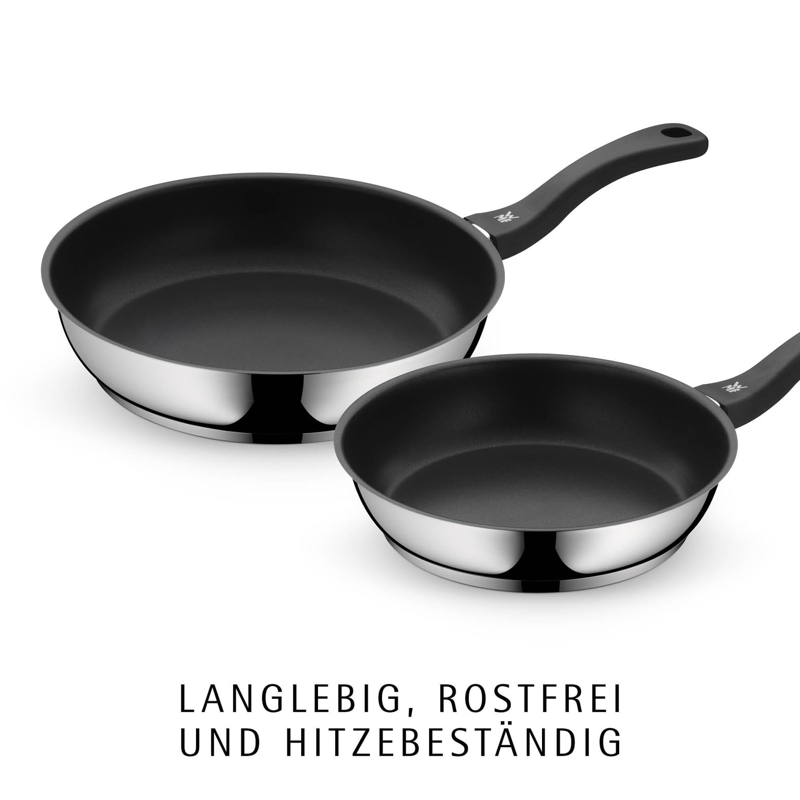 WMF Devil Pfannenset Induktion 2-teilig – Bratpfannen 24, 28 cm – Edelstahl Cromargan Antihaft Pfannen Set, beschichtet, spülmaschinengeeignet, backofenfest, hitzebeständig und kratzfest