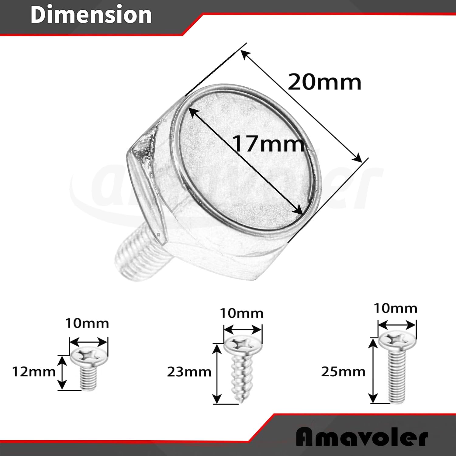 Amavoler License Plate Screws Fastener Kit, Personalized 4 PCS Screws with Covers for Cars and Motorcycles, The Perfect Addition to Your License Plate. (Chrome-Style-2)