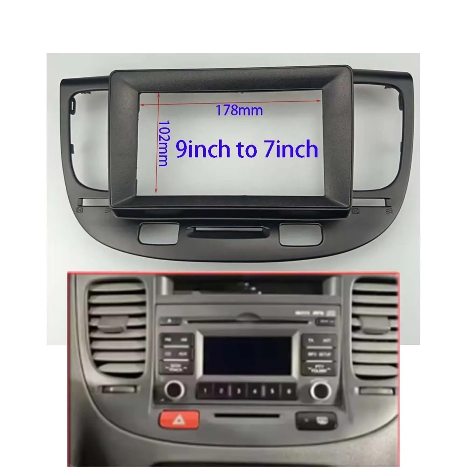 Ramka do radia Pasuje do Kia Rio 2005-2011 7/9 cala oblicowania radia samochodowego instalacja stereo 2 Din jednostka główna Mp5 wykończenie panelu Autoradio Rahmen(GRAY)