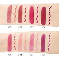 Vista 5 de Juego combinado de delineador de labios mate y lápiz labial 2 en 1, color rojo vino, kit de labios con delineador de labios, manchas de labios