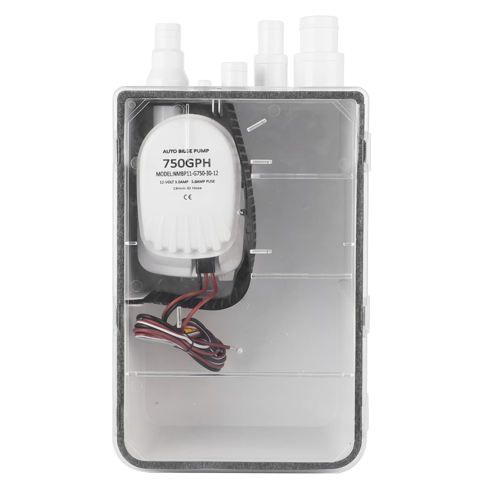 Drain Box Shower Pump DC 12V/24V 750GPH Shower Sump Pump Automatic Switch Bilge Drain Box Multi Inlet for Marine Boat Yacht(12V)