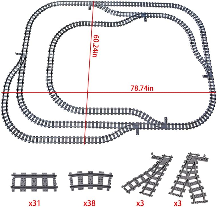 Miniatura 2 de Bloques de construcción Sistema de vías de tren - Accesorios de ferrocarril urbano para las principales marcas