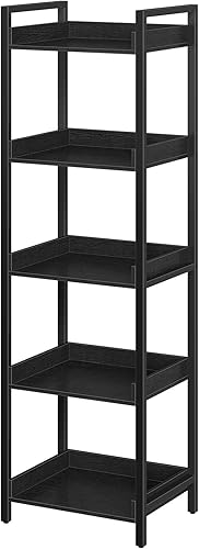 Miniatura 20 de Rolanstar Estantería de almacenamiento de 5 niveles, estantería de esquina estrecha, estantes de madera para sala de estar, baño, balcón, cocina,