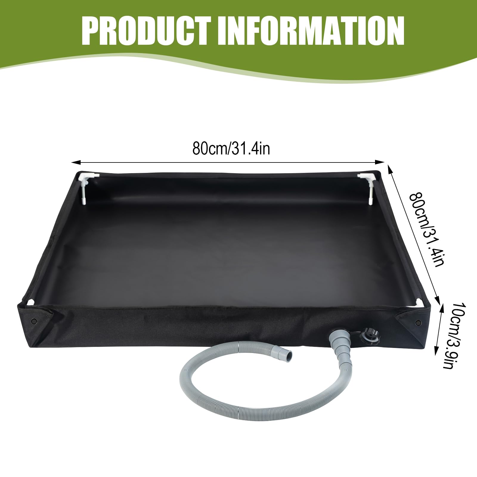 Piatto doccia portatile, pieghevole, base doccia pieghevole, per campeggio, con tubo di scarico da 1 metro, 80 x 80 x 10 cm, resistente, Oxford, impermeabile, per interni ed esterni