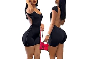 Korssyee Women's Sexy Backless Bodycon Rompers Summer Outfits Short Jumpsuit Bodysuit
