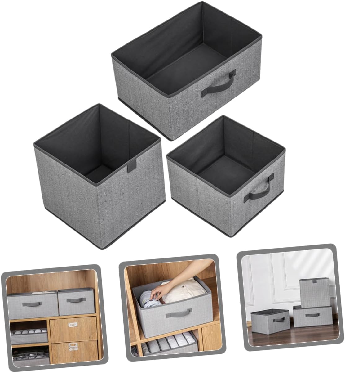3pcs Clothes Storage Containers Stackable Bins Collapsible Closet Organizer Fabric Storage Bins Wardrobe Organization Easy to Move