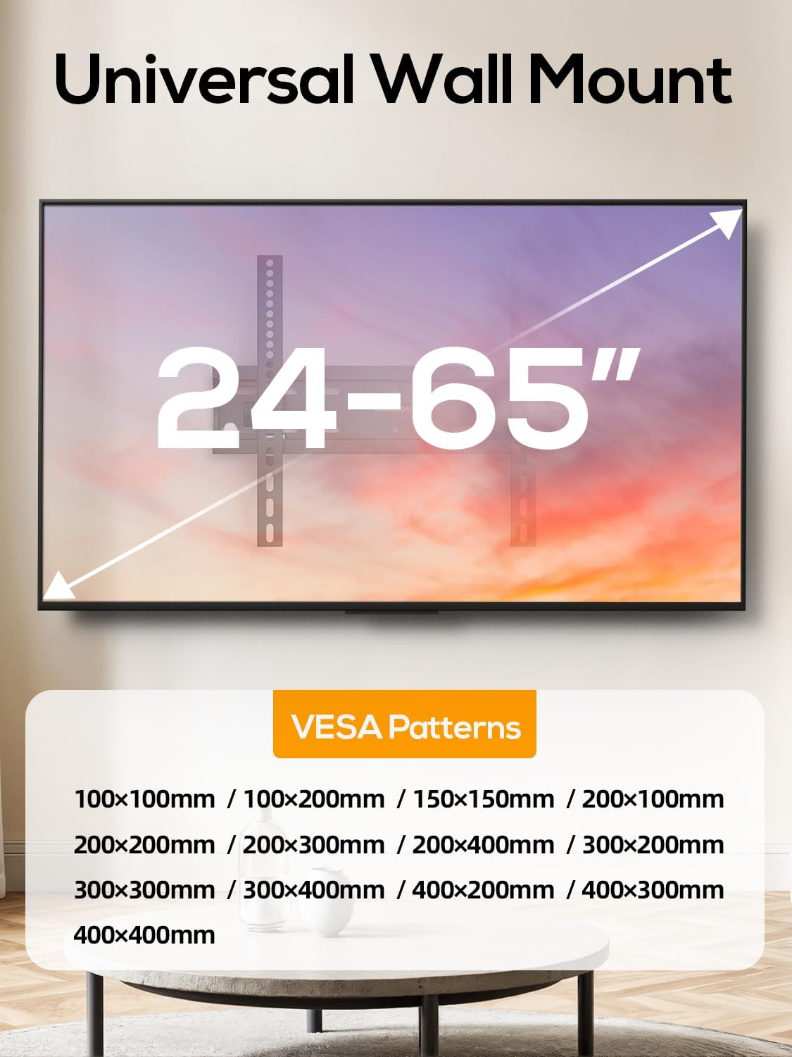 IWORKBOARD 40 50 55 inch Tilting TV Wall Mount for 24-65 '' TVs, Low Profile TV Mount, Ultra Slim Wall Mounts TVs Bracket, Max VESA 400x400mm, 99 lbs & 16 inch Studs, Fit Most 32+ 42 43 45 Screen